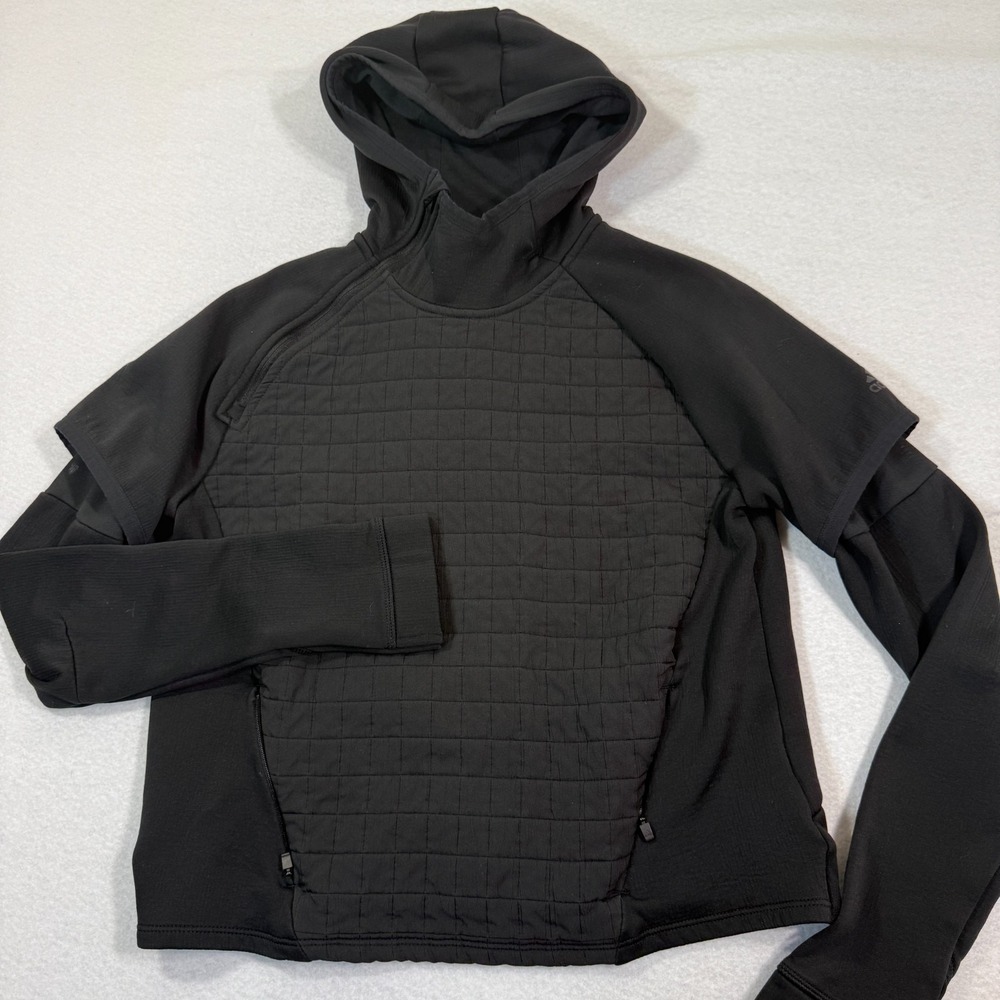 Adidas Hoodie Women's Small Black ClimaWarm Quilted Long Sleeve Athletic Pullove